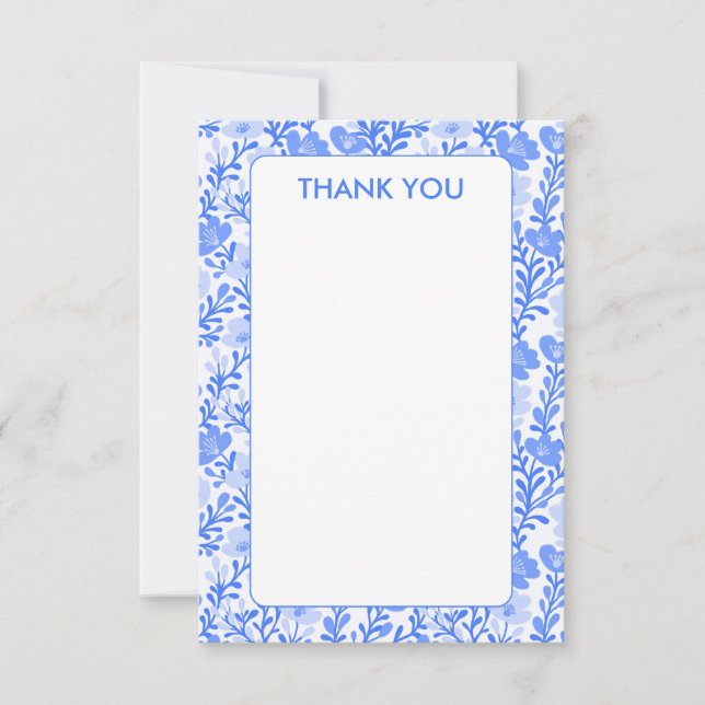 Wildflower Blue Blooms Elegant Floral Custom Thank You Card (Front)