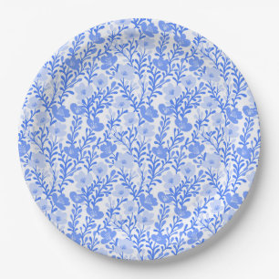 Wildflower Blue Blooms Floral Baby Shower Custom Paper Plate