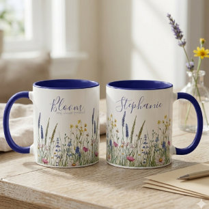 Wildflower Blue Botanical Watercolor Mug