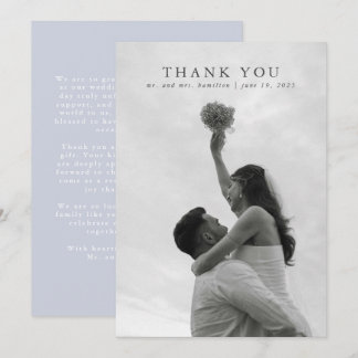 Wildflower Blue Elegant Wedding Thank You Card