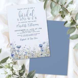 Wildflower Blue Floral Bridal Shower Invitation
