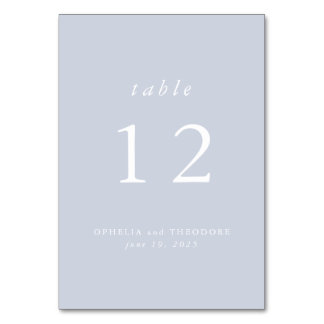 Wildflower Blue Watercolor Elegant Wedding Photo Table Number