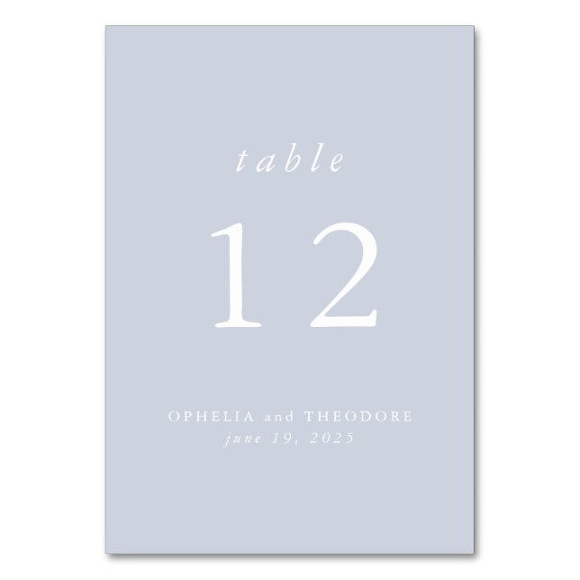 Wildflower Blue Watercolor Elegant Wedding Photo Table Number (Front)