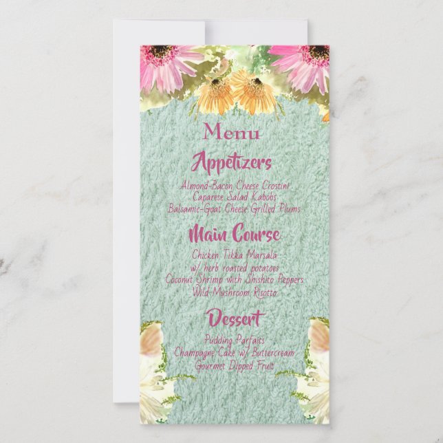 Wildflower Blue Wedding Menus  (Front)