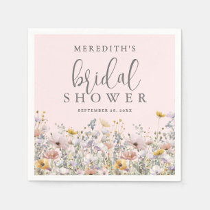 Wildflower Blush Pink Bridal Shower Napkin