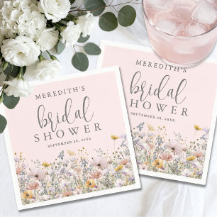 Wildflower Blush Pink Bridal Shower Napkin