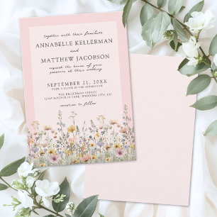 Wildflower Blush Pink Floral Wedding Invitation