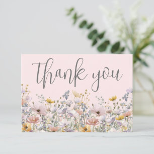 Wildflower Blush Pink Thank You Card