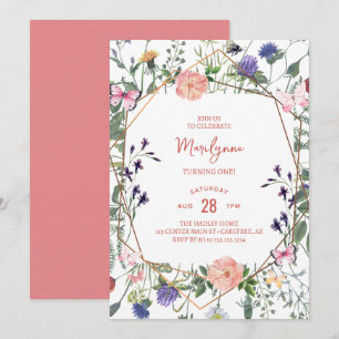 Wildflower Boho 1st Birthday Invitation