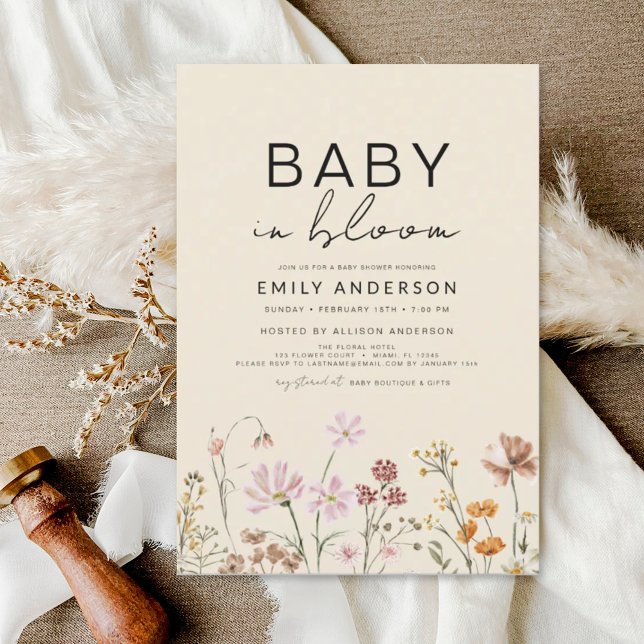 Wildflower Boho Baby in Bloom Baby Shower Invitation (Creator Uploaded)