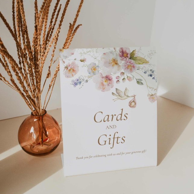 Wildflower Boho Baby Shower Cards and Gifts Sign (Boho Wildflower Cards and Gifts Baby Shower sign)