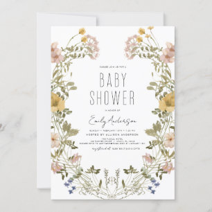 Wildflower Boho Baby Shower Elegant Modern Invitat Invitation