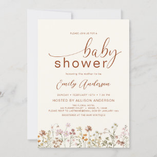 Wildflower Boho Baby Shower Elegant Modern Invitation