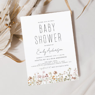 Wildflower Boho Baby Shower Elegant Modern Invitation