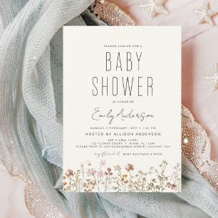 Wildflower Boho Baby Shower Elegant Modern Invitation