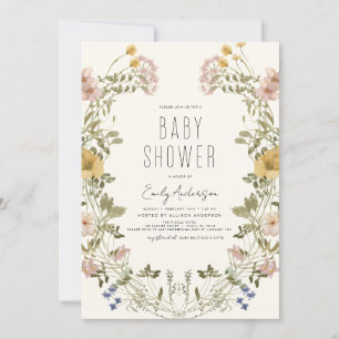 Wildflower Boho Baby Shower Elegant Modern Invitation