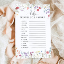 Wildflower Boho Baby Shower Game Word Scramble