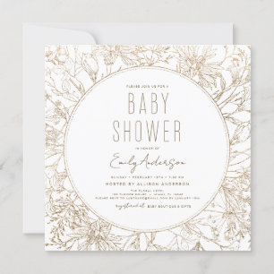 Wildflower Boho Baby Shower Gold Modern Invitation