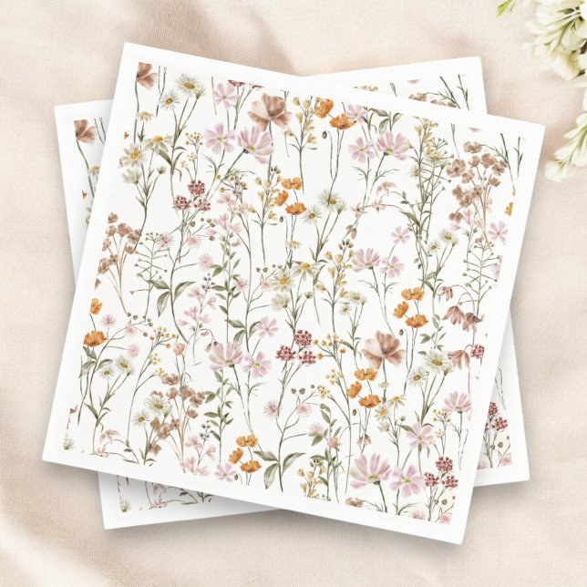 Wildflower Boho Baby Shower In Bloom Garden Napkin (Creator Uploaded)