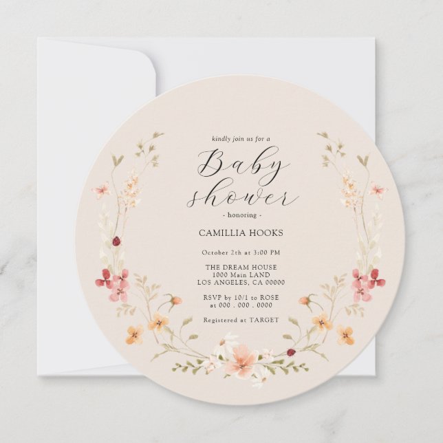 Wildflower Boho Baby Shower Invitation (Front)