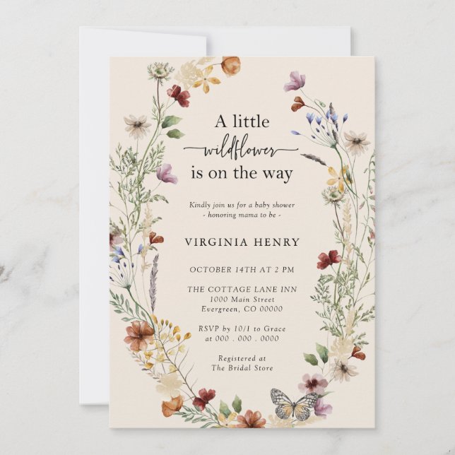 Wildflower Boho Baby Shower Invitation (Front)