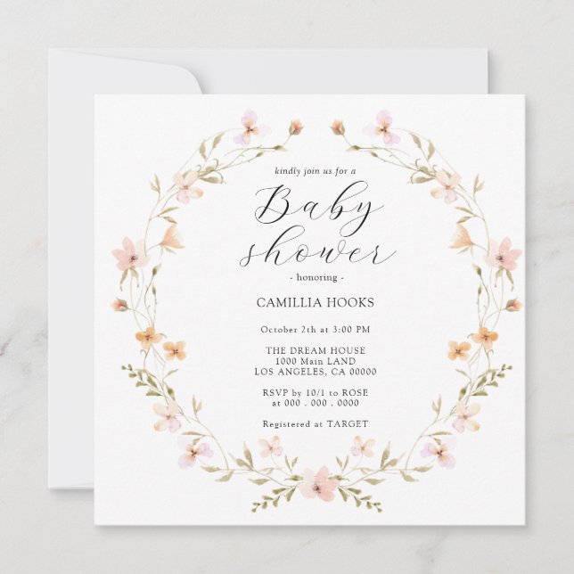 Wildflower Boho Baby Shower Invitation (Front)