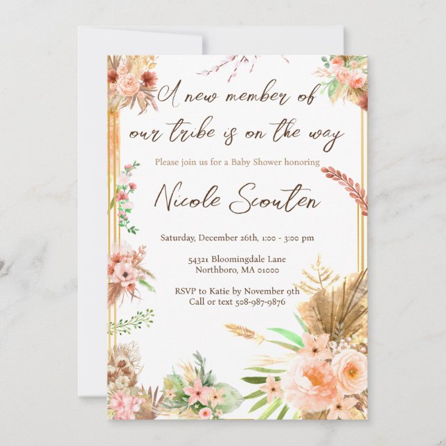 Wildflower Boho Baby Shower  Invitation (Front)