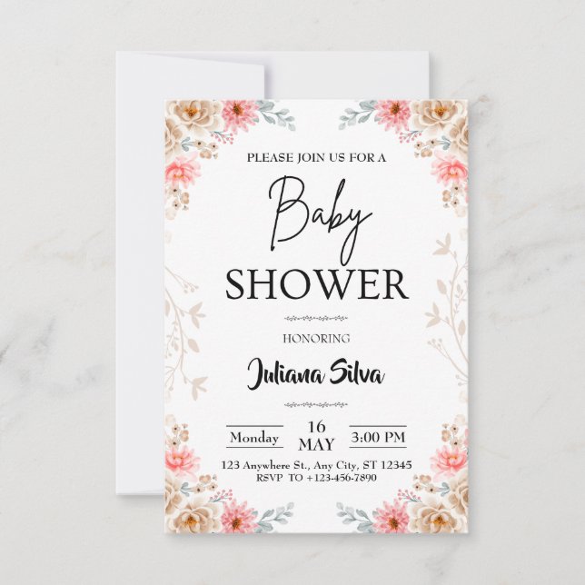 Wildflower Boho Baby Shower Invitation (Front)