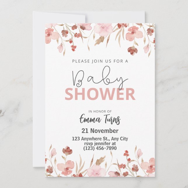 Wildflower Boho Baby Shower Invitation (Front)