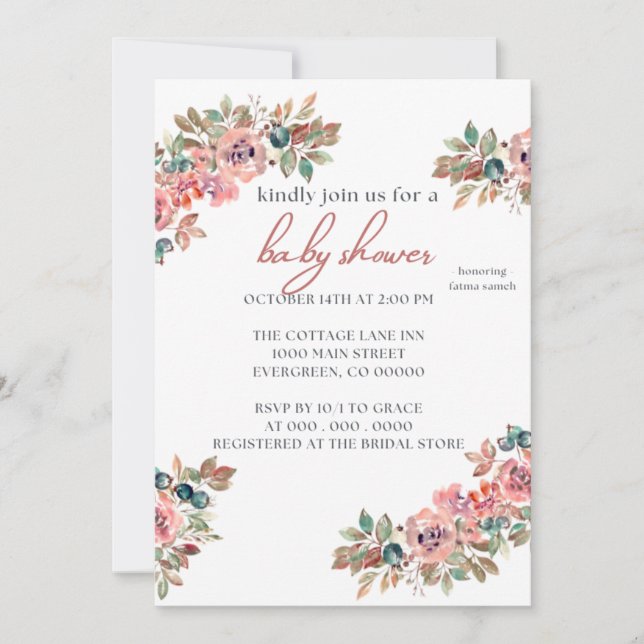 Wildflower Boho Baby Shower Invitation (Front)