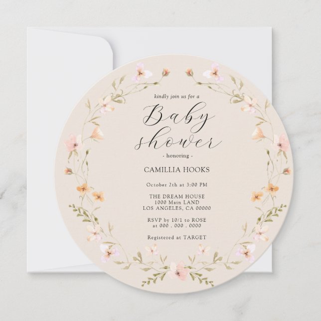 Wildflower Boho Baby Shower Invitation (Front)