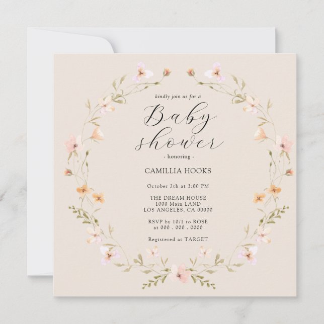 Wildflower Boho Baby Shower Invitation (Front)