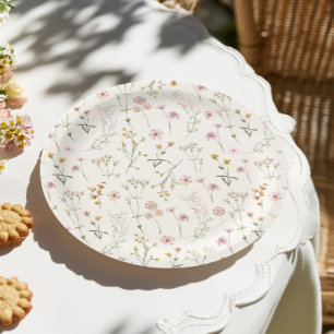 Wildflower Boho Baby Shower Paper Plate