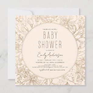 Wildflower Boho Baby Shower Terracotta Modern Invitation