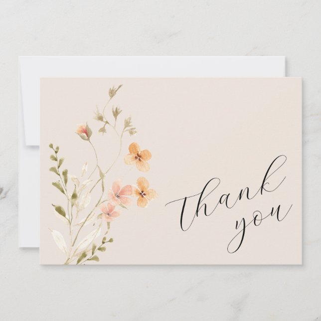 Wildflower Boho Baby Shower Thank You Card (Front)