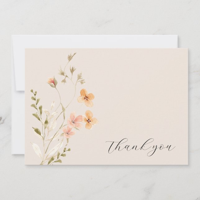 Wildflower Boho Baby Shower Thank You Card (Front)