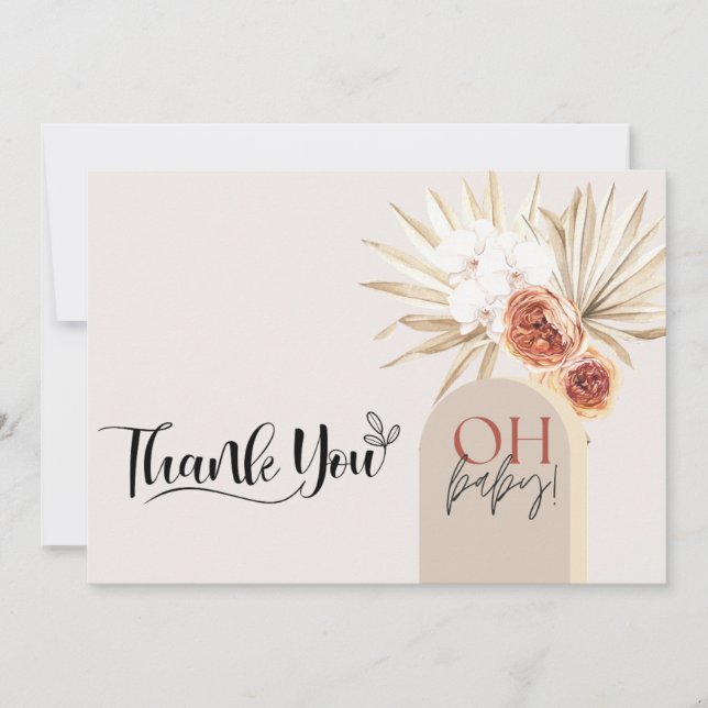 Wildflower Boho Baby Shower Thank You Card Templat (Front)