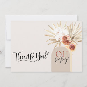 Wildflower Boho Baby Shower Thank You Card Templat