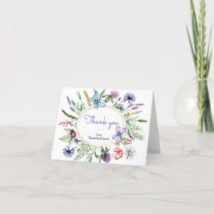 Wildflower Boho Baby Shower Wedding Event Folded Thank You Card