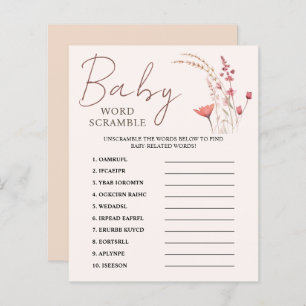  Wildflower Boho Baby Shower Word Scramble Game