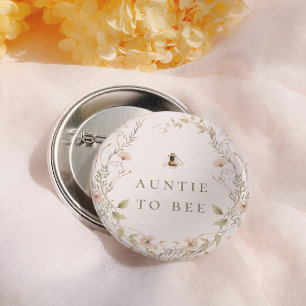  Wildflower Boho Bee Baby Shower Auntie To Be 6 Cm Round Badge
