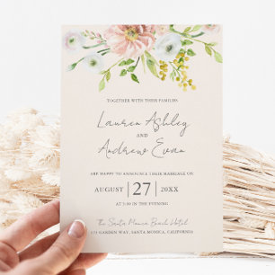 Wildflower Boho Beige Botanical Wedding Invitation