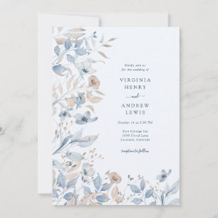 Wildflower Boho Blue Wedding Invitation