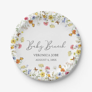 Wildflower Boho Botanical Baby Brunch Shower Paper Plate