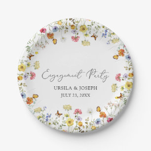 Wildflower Boho Botanical Engagement Party Paper Plate