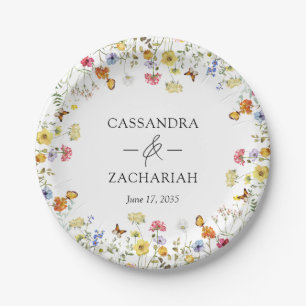 Wildflower Boho Botanical Wedding Shower Paper Plate