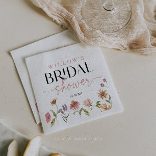 Wildflower Boho Bridal Shower Decor Napkin