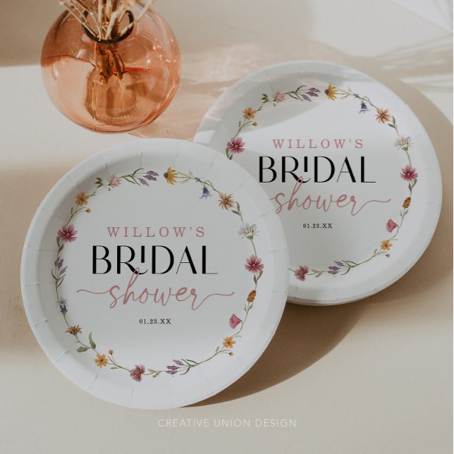 Wildflower Boho Bridal Shower Decor Paper Plate (Creator Uploaded)