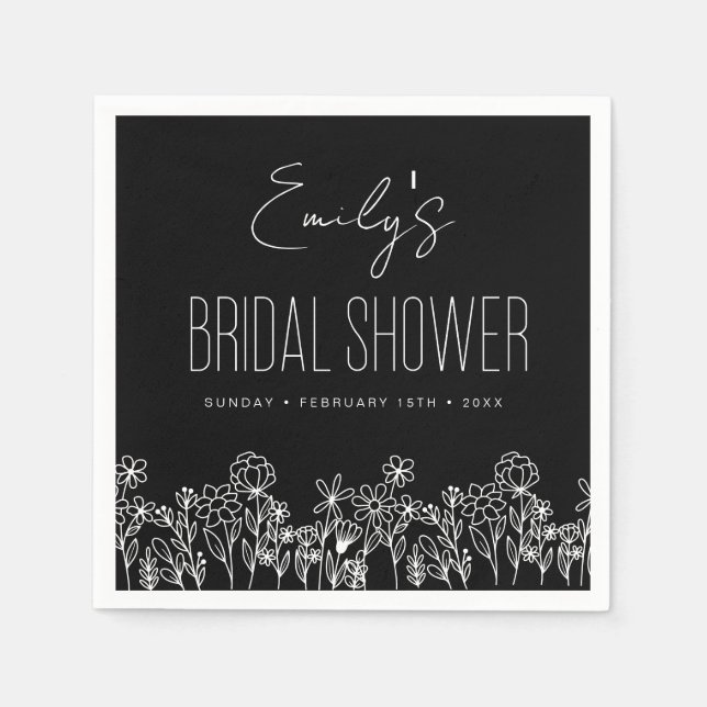 Wildflower Boho Bridal Shower Floral Napkin (Front)