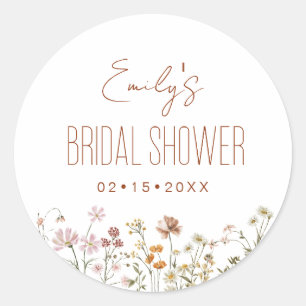 Wildflower Boho Bridal Shower In Bloom Garden Classic Round Sticker